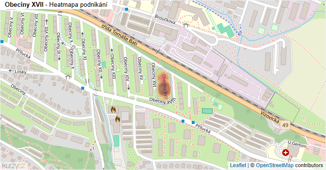 Obeciny XVII - mapa podnikání