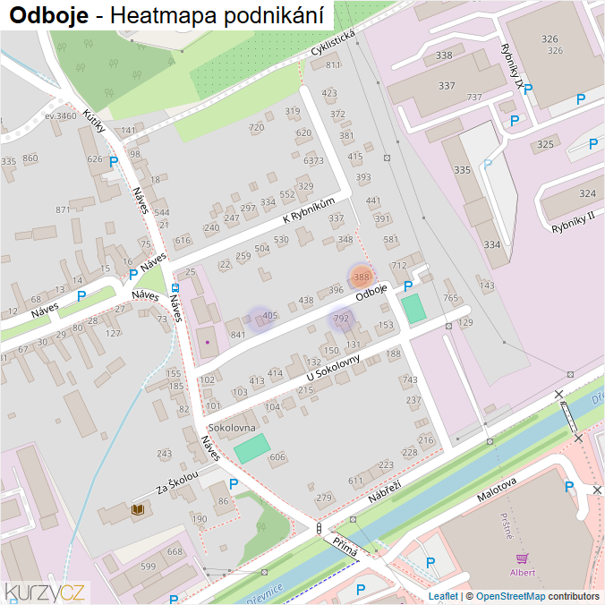 Mapa Odboje - Firmy v ulici.