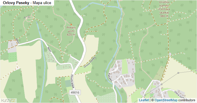 Orlovy Paseky - mapa ulice