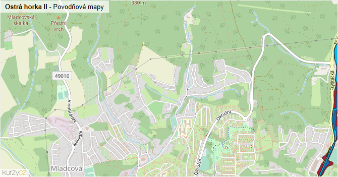Ostrá horka II - záplavové mapy stoleté vody