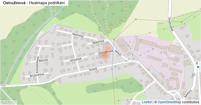 Ostružinová - mapa podnikání