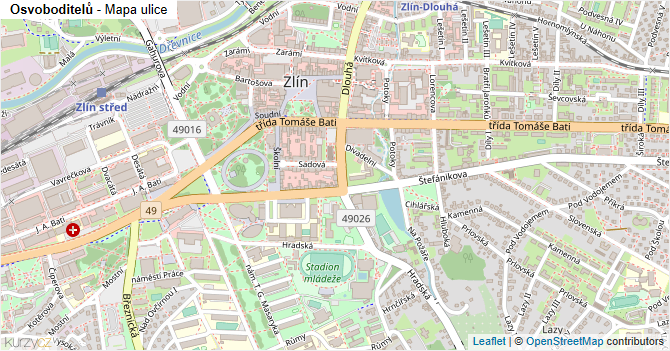 Osvoboditelů - mapa ulice