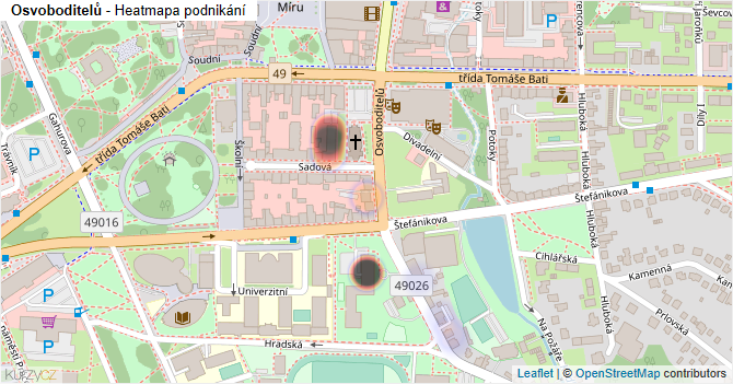 Osvoboditelů - mapa podnikání