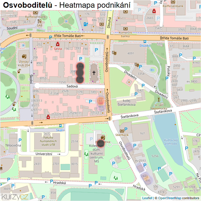 Mapa Osvoboditelů - Firmy v ulici.