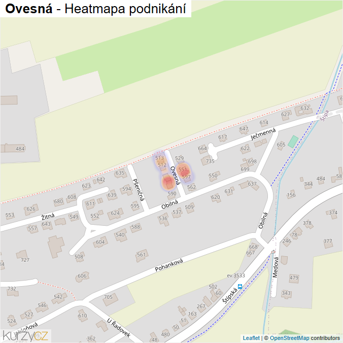 Mapa Ovesná - Firmy v ulici.