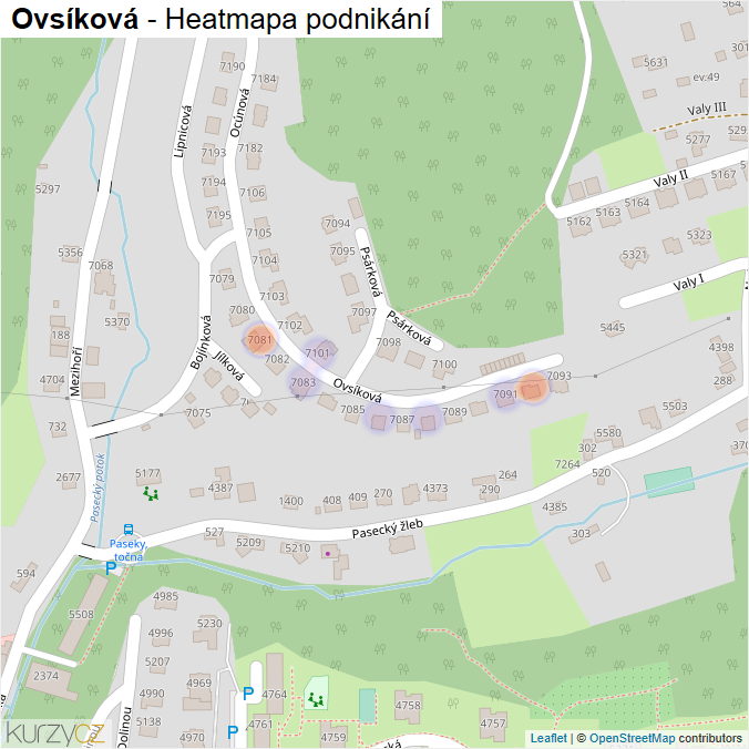 Mapa Ovsíková - Firmy v ulici.