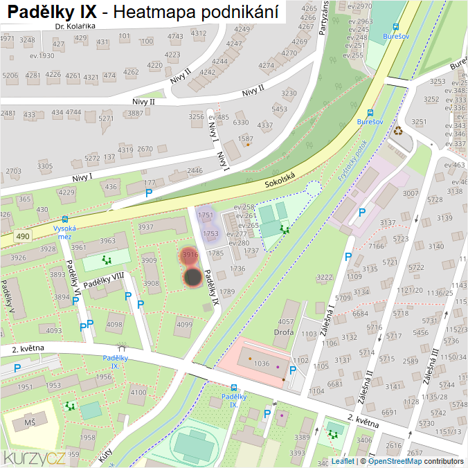 Mapa Padělky IX - Firmy v ulici.