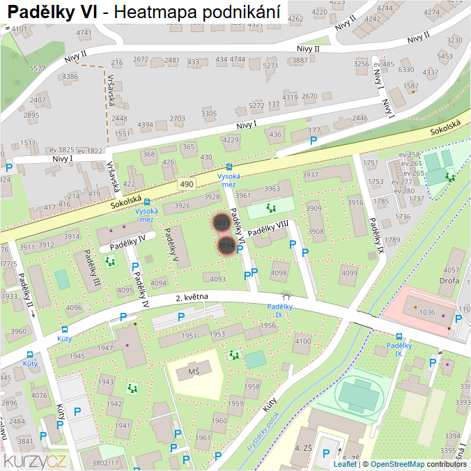 Mapa Padělky VI - Firmy v ulici.