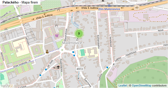 Palackého - mapa firem