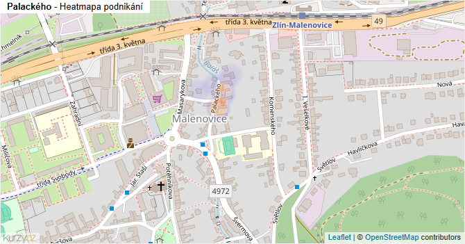 Palackého - mapa podnikání