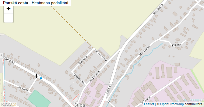Panská cesta - mapa podnikání