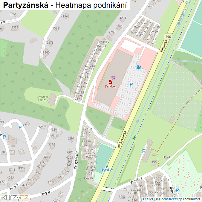 Mapa Partyzánská - Firmy v ulici.