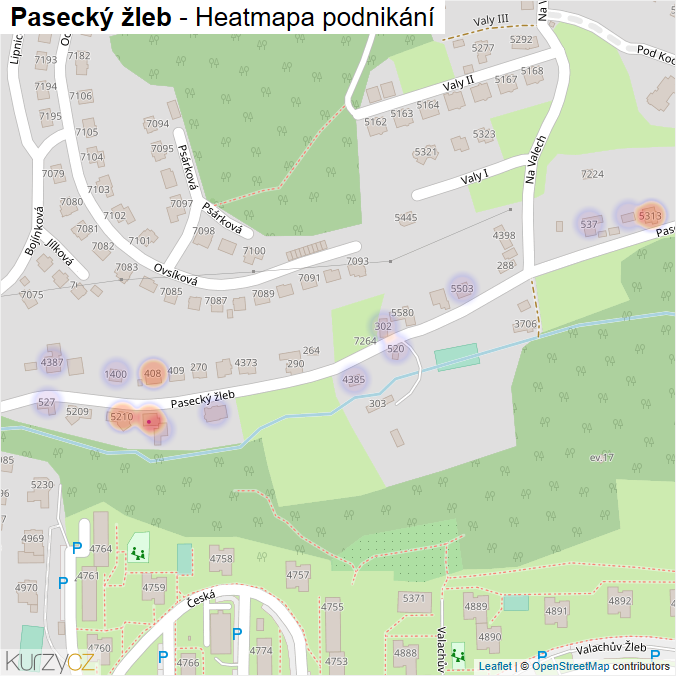 Mapa Pasecký žleb - Firmy v ulici.