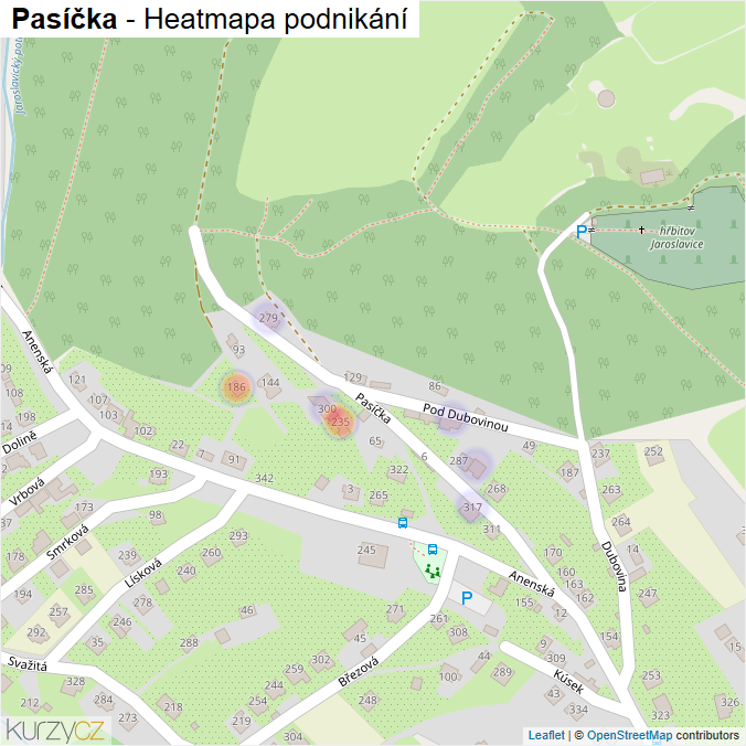 Mapa Pasíčka - Firmy v ulici.