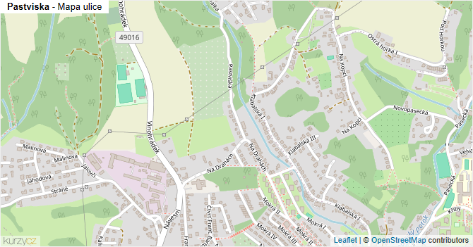 Pastviska - mapa ulice