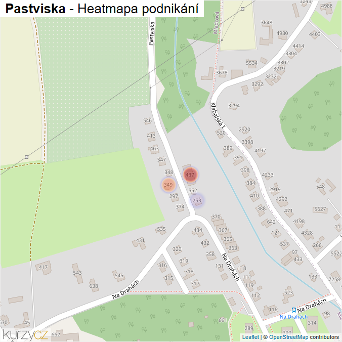 Mapa Pastviska - Firmy v ulici.