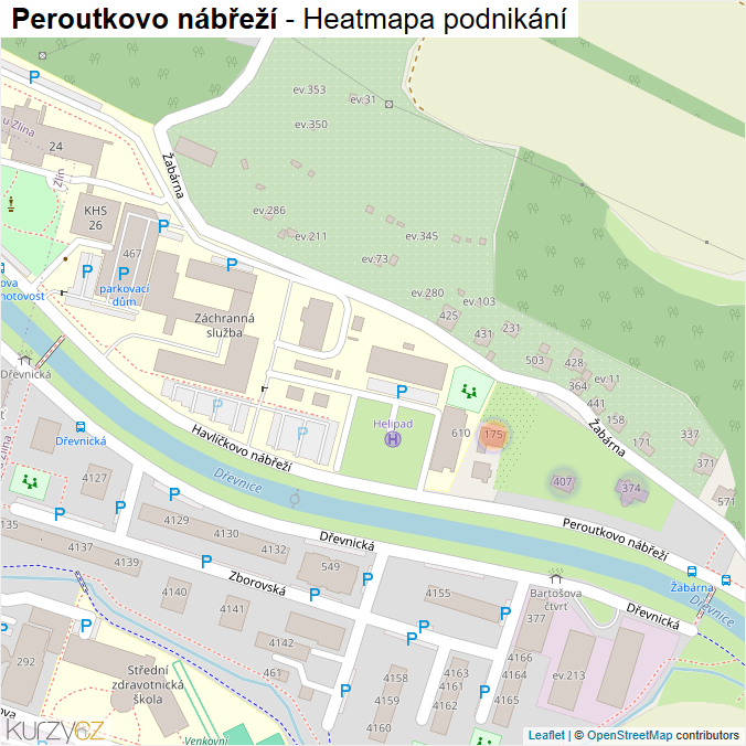 Mapa Peroutkovo nábřeží - Firmy v ulici.