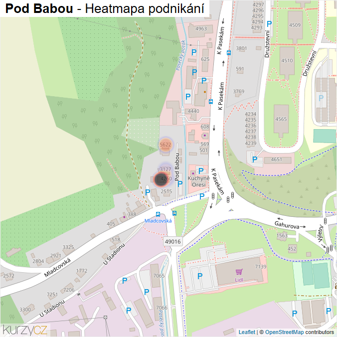 Mapa Pod Babou - Firmy v ulici.