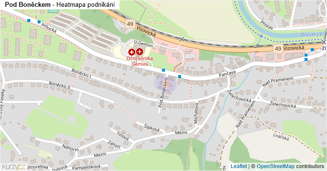 Pod Boněckem - mapa podnikání
