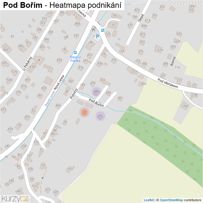 Mapa Pod Bořím - Firmy v ulici.