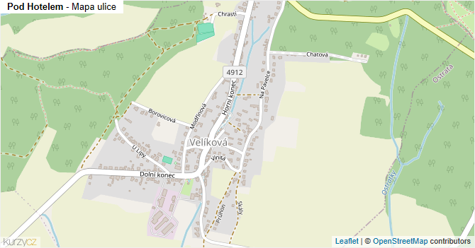 Pod Hotelem - mapa ulice