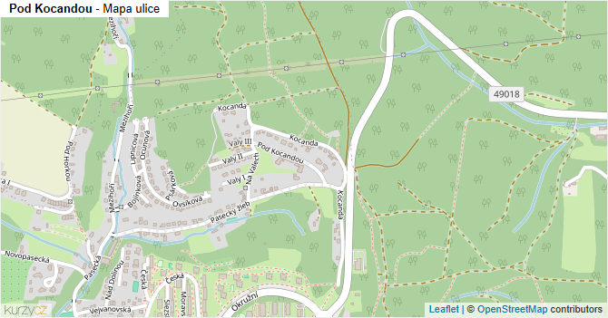 Pod Kocandou - mapa ulice