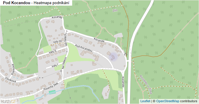 Pod Kocandou - mapa podnikání