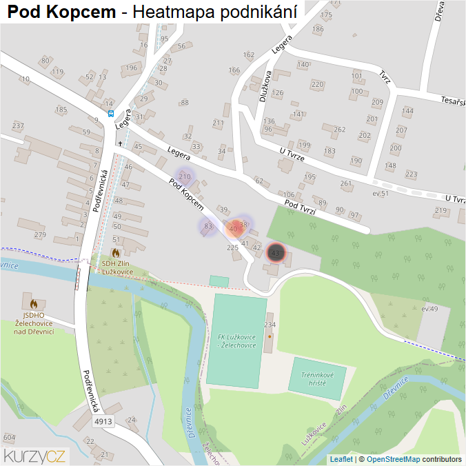 Mapa Pod Kopcem - Firmy v ulici.