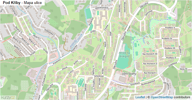 Pod Křiby - mapa ulice