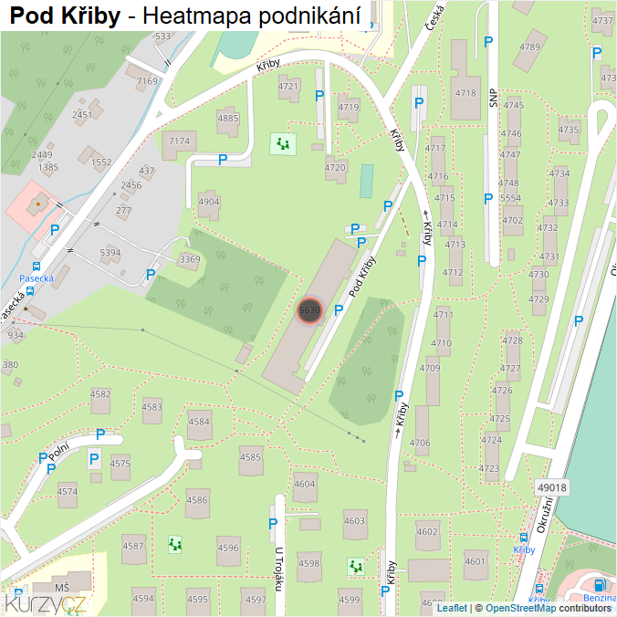 Mapa Pod Křiby - Firmy v ulici.