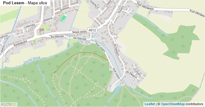 Pod Lesem - mapa ulice