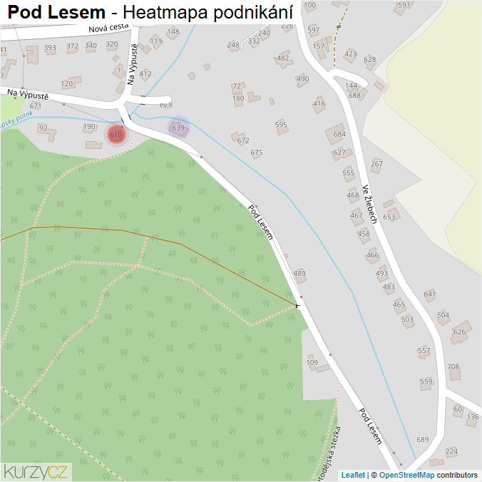 Mapa Pod Lesem - Firmy v ulici.
