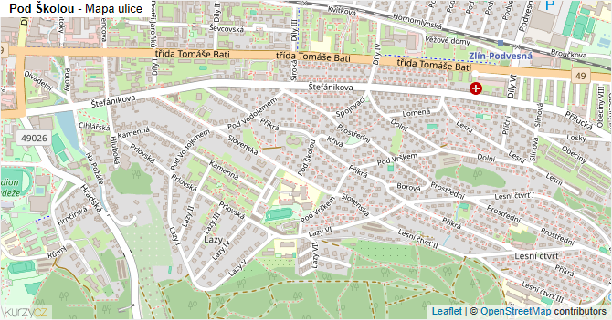 Pod Školou - mapa ulice