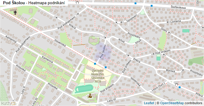 Pod Školou - mapa podnikání