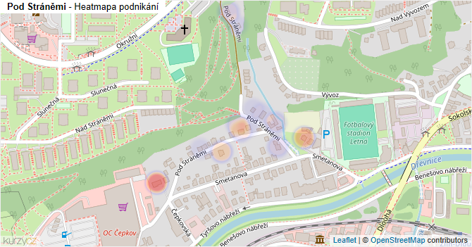 Pod Stráněmi - mapa podnikání