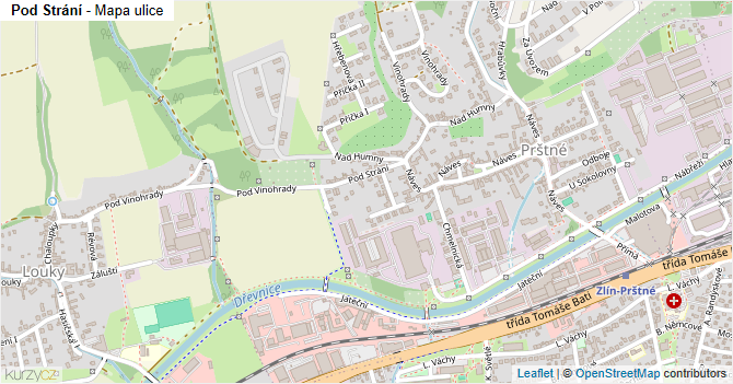 Pod Strání - mapa ulice