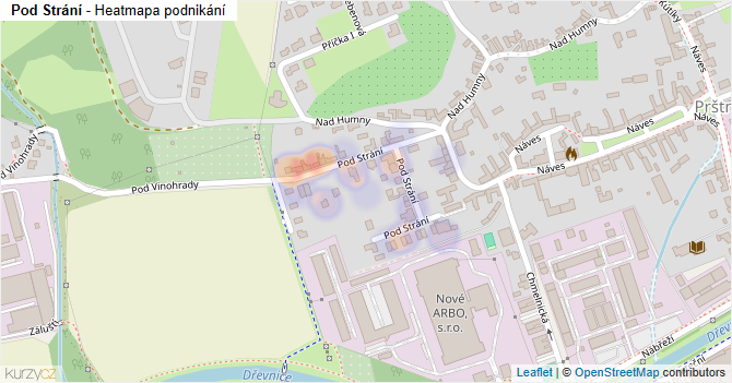 Pod Strání - mapa podnikání