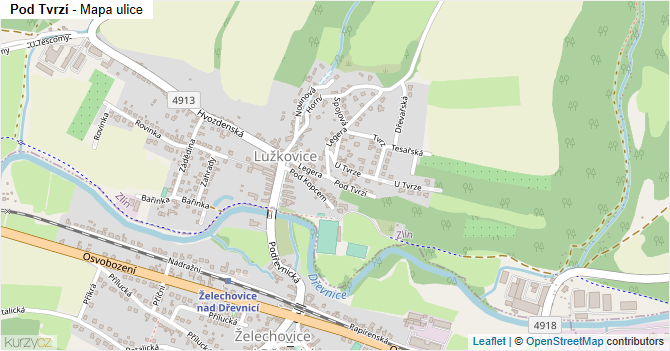 Pod Tvrzí - mapa ulice