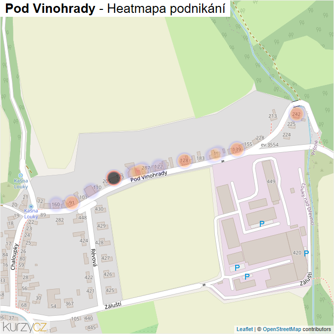 Mapa Pod Vinohrady - Firmy v ulici.
