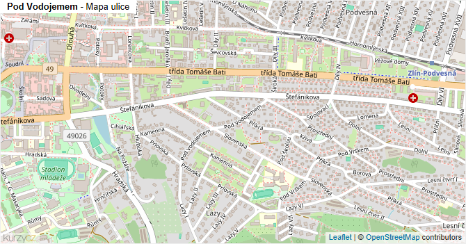 Pod Vodojemem - mapa ulice
