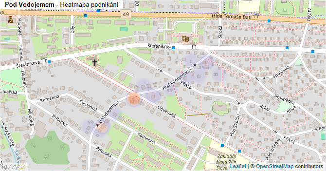 Pod Vodojemem - mapa podnikání