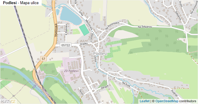 Podlesí - mapa ulice