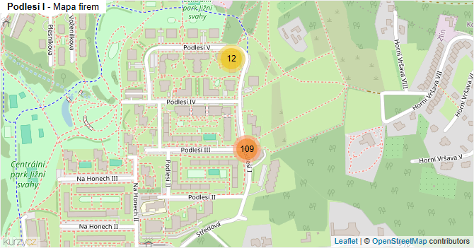 Podlesí I - mapa firem