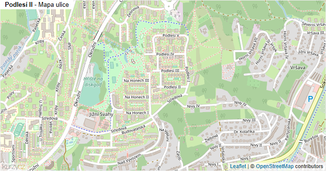 Podlesí II - mapa ulice