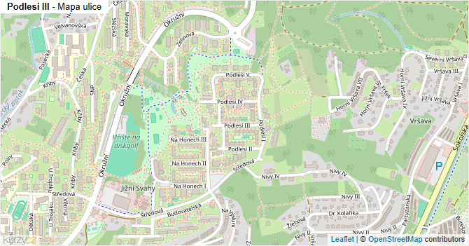 Podlesí III - mapa ulice