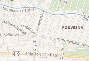 Podvesná VI v obci Zlín - mapa ulice