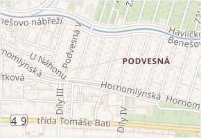 Podvesná VII v obci Zlín - mapa ulice