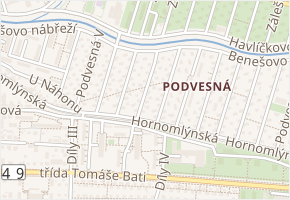 Podvesná VIII v obci Zlín - mapa ulice