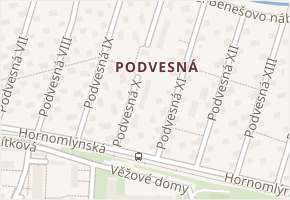 Podvesná X v obci Zlín - mapa ulice
