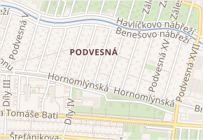 Podvesná XI v obci Zlín - mapa ulice